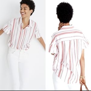 Madewell Central Ruffle Carey Stripe Shirt